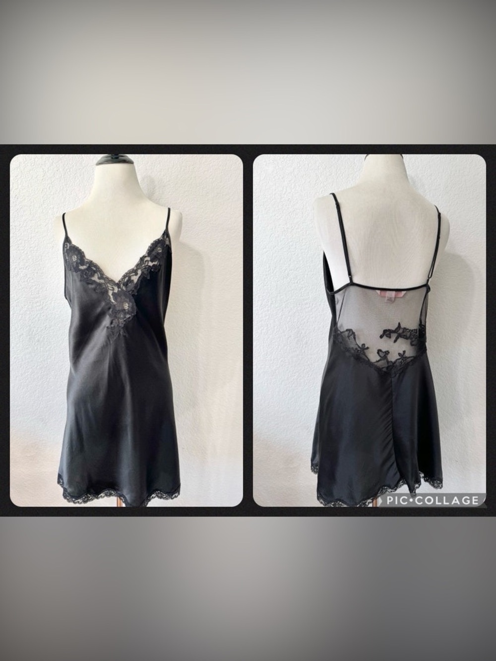 Vintage 2002 Victoria's Secret Black Silk Slip Dress
